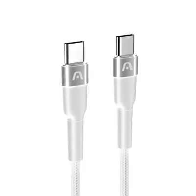 CABLE TRENZADO DE NAILON DURA SPEED DE 65W TIPO C EN AMBOS LADOS DE 1.8M BLANCO ARGCB0047
